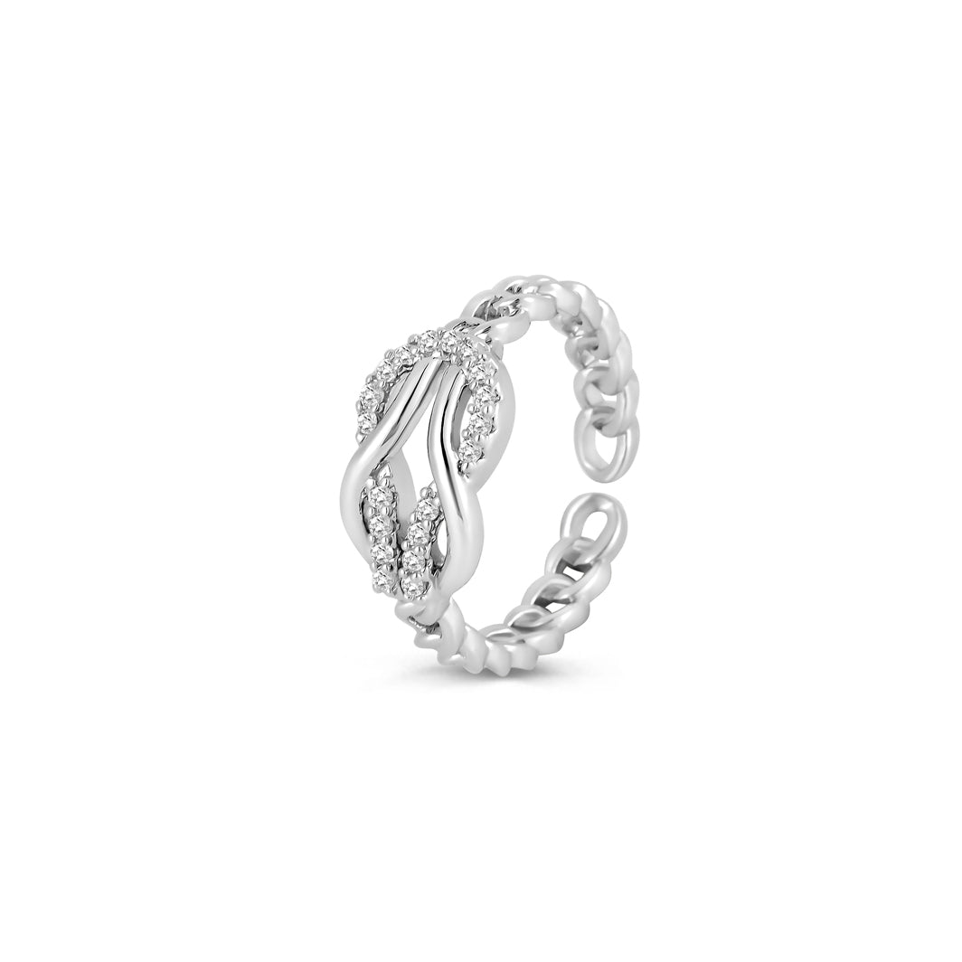 Anillo ajustable entrelazado Ariel en plata