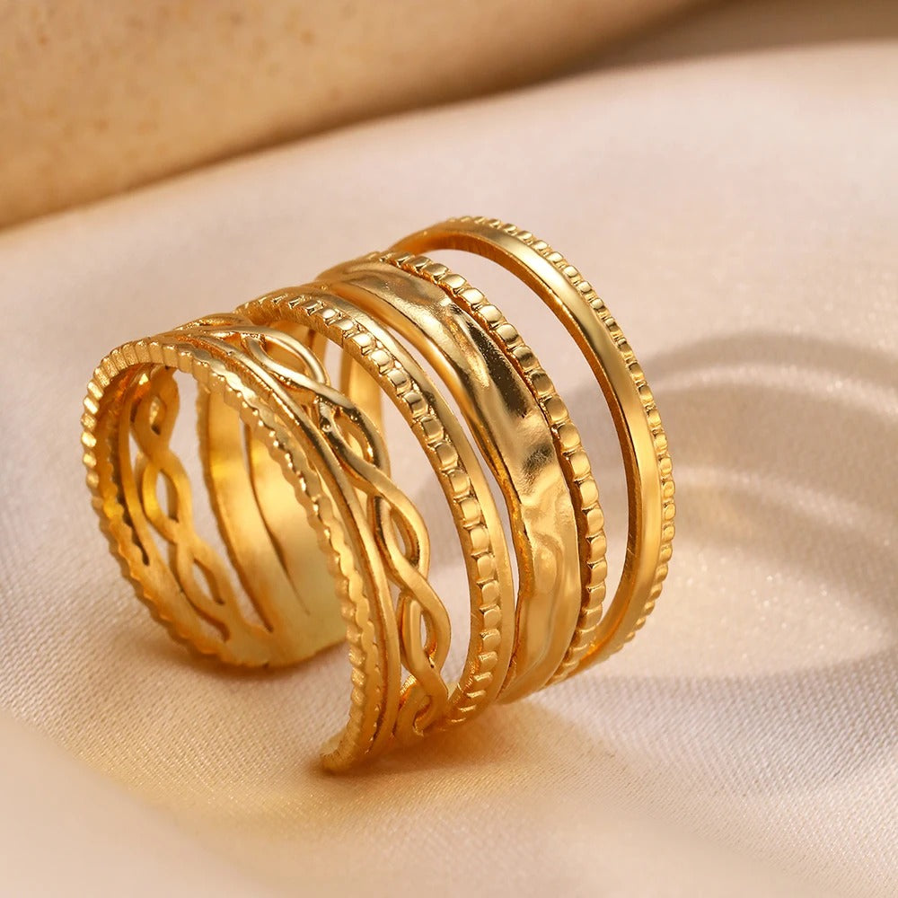 Anillo ajustable apilable Hydra - Oro