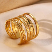Anillo ajustable apilable Hydra - Oro