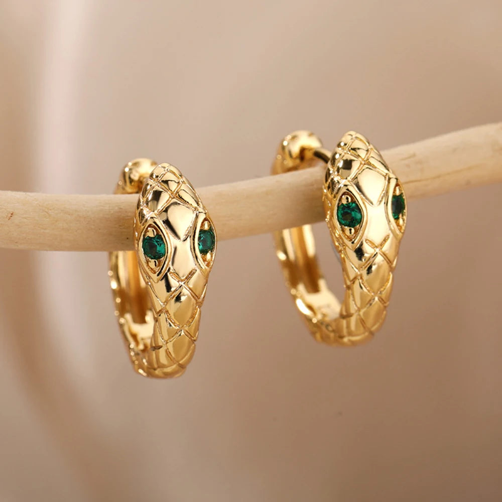 Pendientes de aro de serpiente de circón para mujer, pendientes góticos de Color plateado, pendientes Piercing de tendencia 20224, regalos de joyería, pendientes