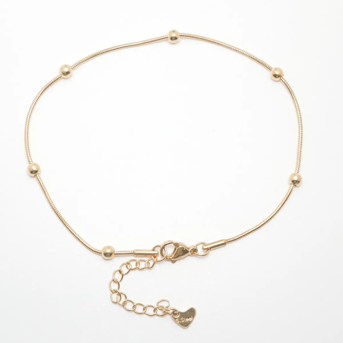 Pulsera de tobillo de acero dorado
