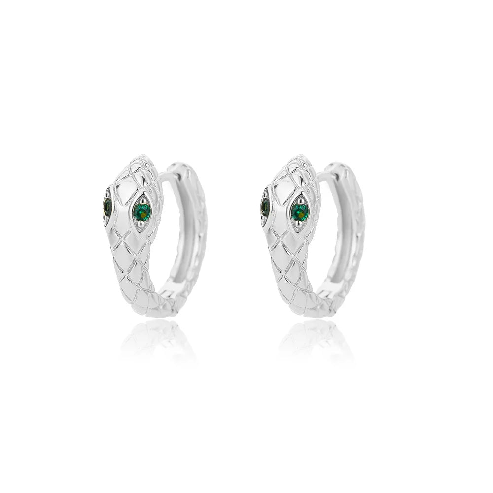 Pendientes de aro de serpiente de circón para mujer, pendientes góticos de Color plateado, pendientes Piercing de tendencia 20224, regalos de joyería, pendientes