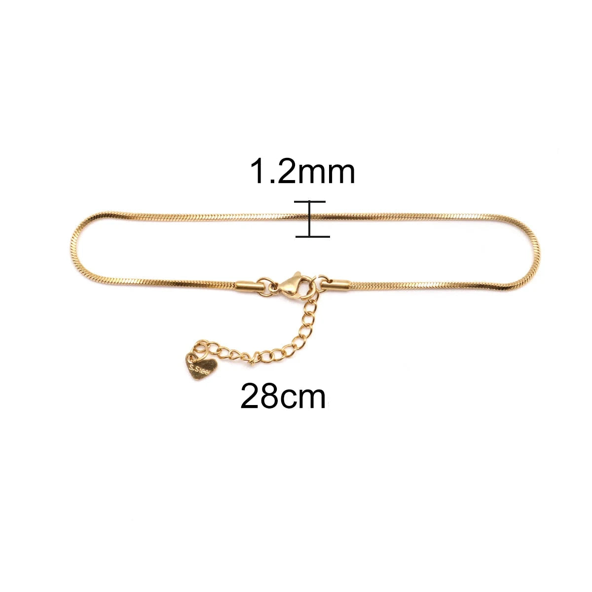 Pulsera de tobillo de acero dorado