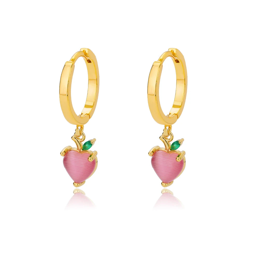 Pendientes de corazón de ópalo rojo para mujer, pendiente de acero inoxidable de Color dorado, tendencia 2024, nuevo en joyería Piercing para oreja, envío gratuito