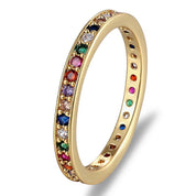 AIBEF-Anillo de cobre con diamantes de imitación coloridos para mujer, arcoíris de circón, joyería Bohemia, encanto, aniversario de boda, regalo de amante de 6 estilos