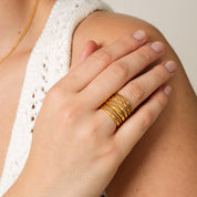 Anillo ajustable apilable Hydra - Oro