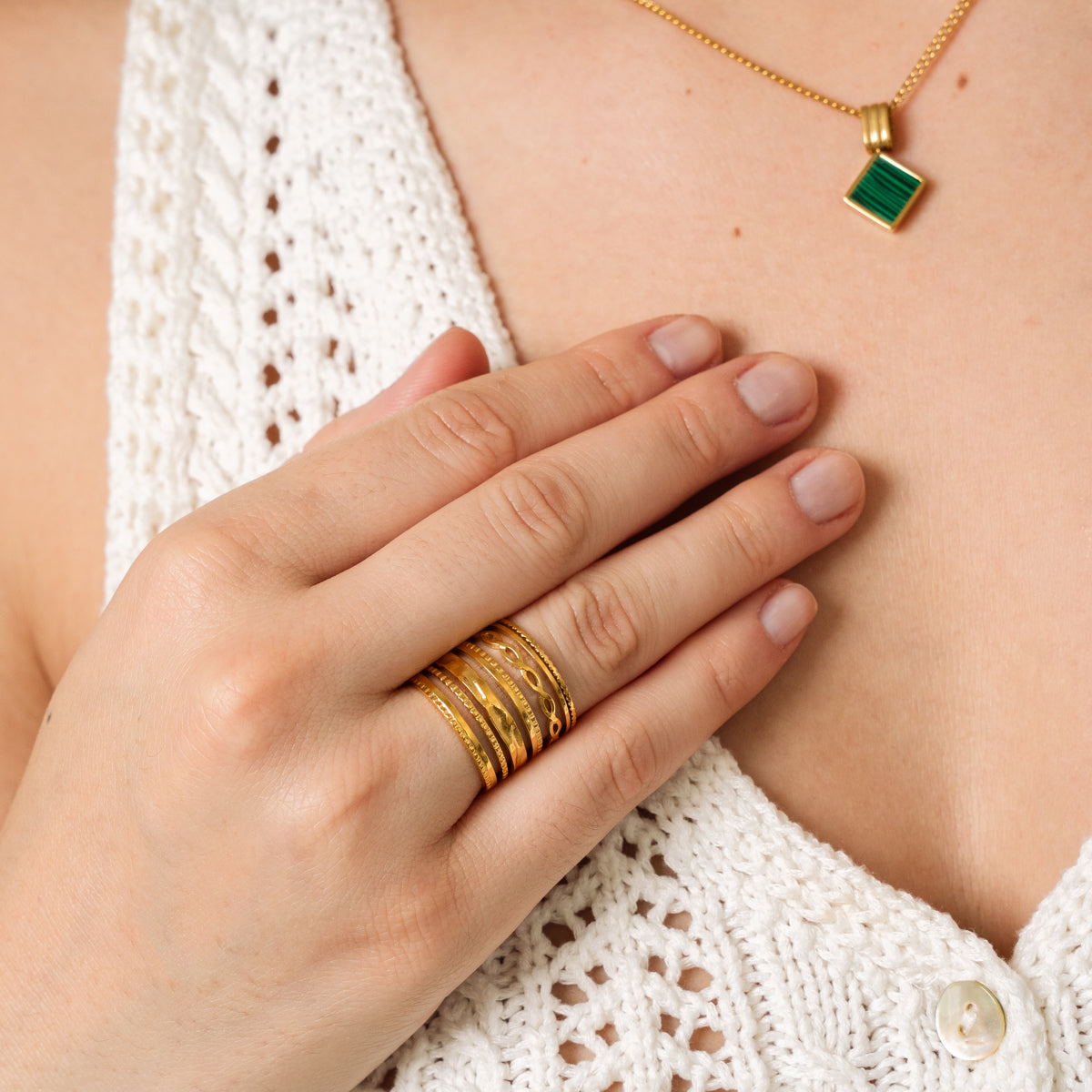 Anillo ajustable apilable Hydra - Oro