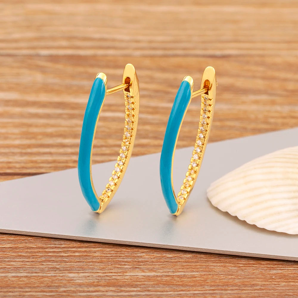AIBEF-pendientes colgantes de gota de aceite azul para mujer, joyería de alta calidad, circonita de cobre, accesorios Punk de Hip Hop, regalo de fiesta para niña, venta al por mayor