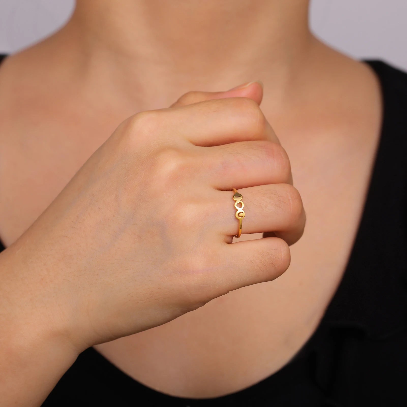Cazador Kpop I Love U anillos de corazón para mujer joyería de acero inoxidable anillos de dedo de moda boda regalo de San Valentín al por mayor 2025