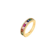 Anillo ajustable Simple de alta calidad, anillos de arcoíris de circonita de cobre de Color dorado a la moda, joyería fina para fiesta y boda