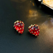 Pendientes tridimensionales de fresa con personalidad a la moda para mujer, pendientes de fiesta para niñas con diseño de tendencia dulce 2024, joyería