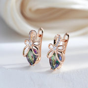 Pendientes Kinel de diseño único con circonita Natural colorida en inglés para mujer, Color oro rosa 585, joyería bonita y fina para uso diario de alta calidad