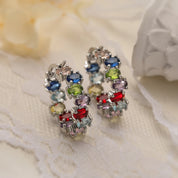 Pendientes de aro de Color dorado y plateado de diseño real para mujer y niña, accesorios de circonia cúbica brillante, joyería OL para fiesta y boda
