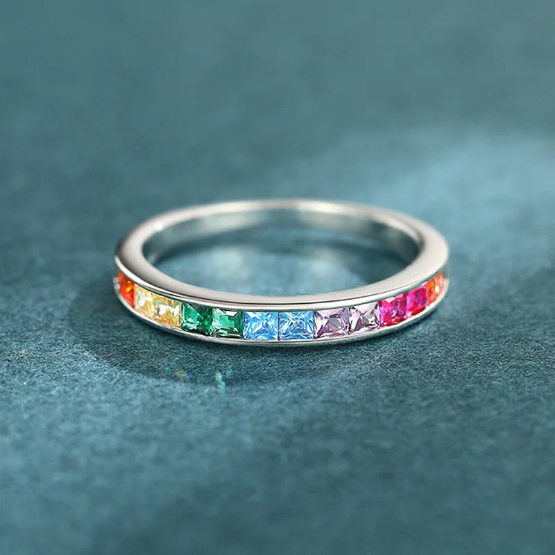 2025 nuevo anillo clásico Simple colorido de circón para mujer, elegante, moderno, personalizado, diseño minimalista, joyería