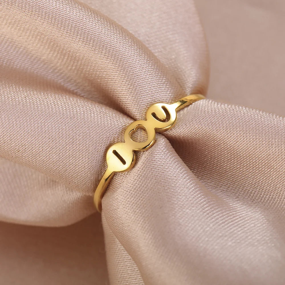 Cazador Kpop I Love U anillos de corazón para mujer joyería de acero inoxidable anillos de dedo de moda boda regalo de San Valentín al por mayor 2025