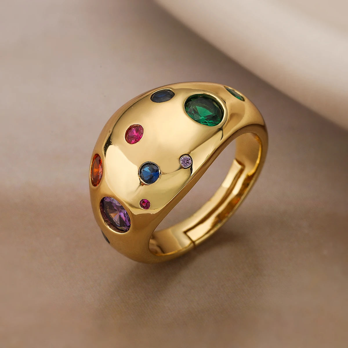 Nuevo anillo de banda ajustable de circonia cúbica de lujo ligero para mujeres y niñas, joyería elegante para fiestas y vacaciones