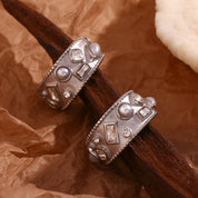 Pendientes de aro en forma de C con perla, diamantes de imitación geométricos, Color plateado, accesorios de acero inoxidable 316L, joyería chapada en oro de 18 quilates