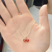 Collar con colgante de Color dorado y cereza roja vino, pendientes para mujer, collar de moda con personalidad, joyería de boda, regalos de cumpleaños