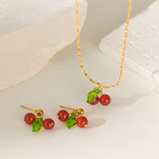 Pendientes minimalistas de cereza de acero inoxidable para mujer, joyería acrílica de fruta bonita, regalo del Día de San Valentín
