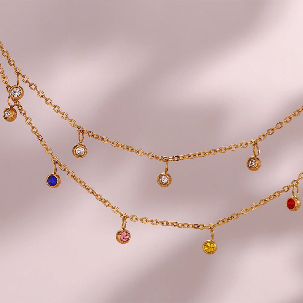 Tobillera con circonitas de colores