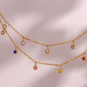 Tobillera con circonitas de colores