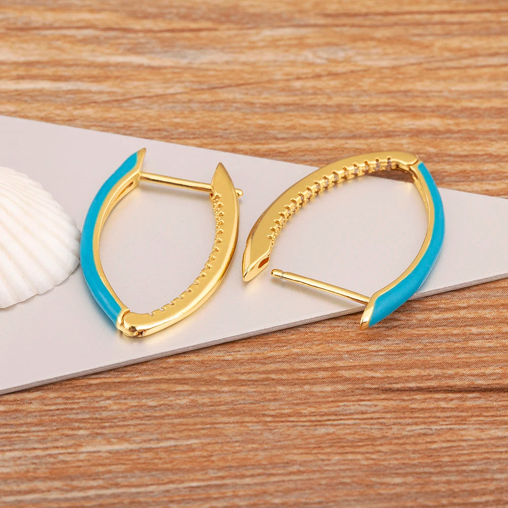 AIBEF-pendientes colgantes de gota de aceite azul para mujer, joyería de alta calidad, circonita de cobre, accesorios Punk de Hip Hop, regalo de fiesta para niña, venta al por mayor