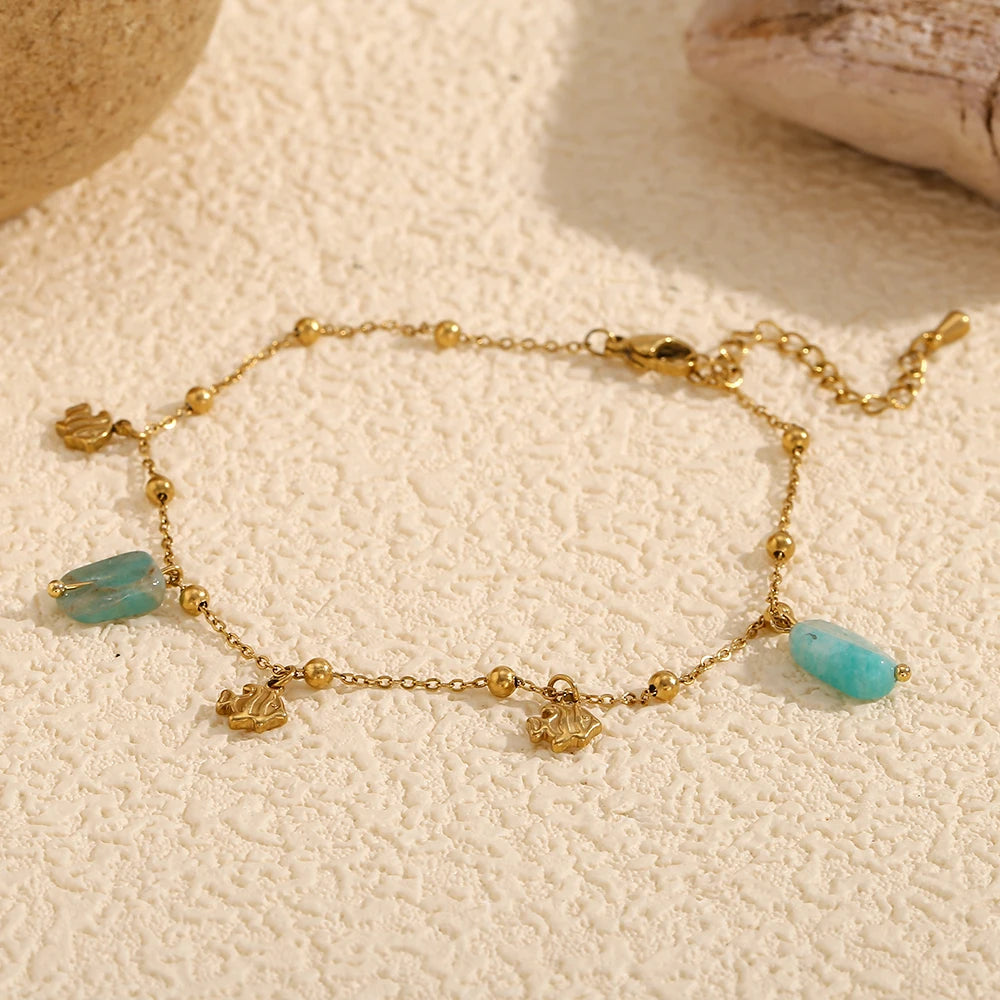 Pulsera de tobillo con pez de amazonita