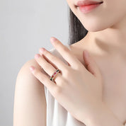 Anillo ajustable Simple de alta calidad, anillos de arcoíris de circonita de cobre de Color dorado a la moda, joyería fina para fiesta y boda
