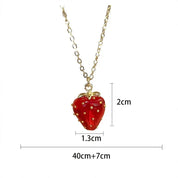 Collar con colgante de fresa roja para mujer y niña, cadena de clavícula de fresa de Color dorado, accesorios de joyería, regalos