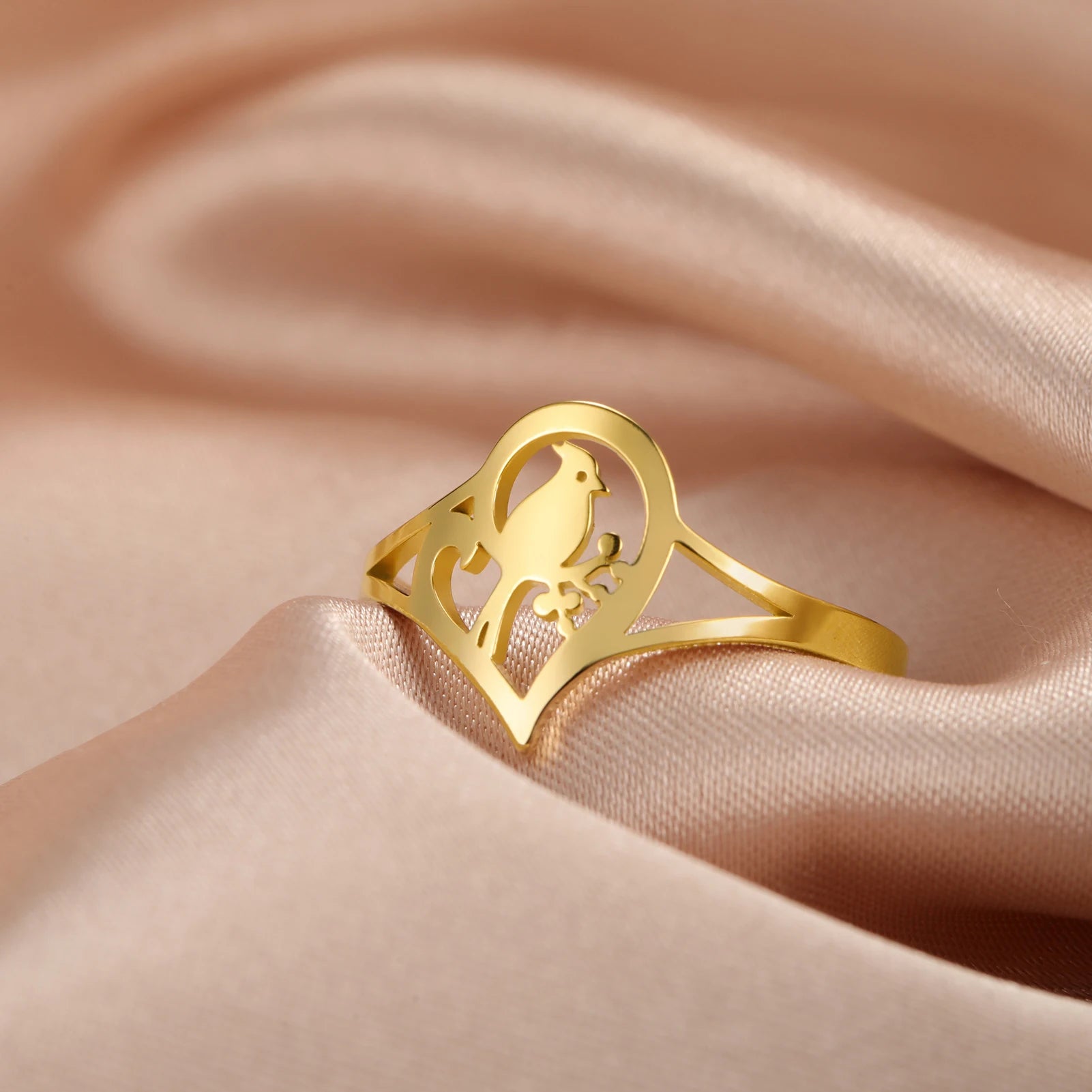 Cazador Anillos de Pájaro Ajustables para Mujer Niña Acero Inoxidable Lindo Animal Anillos Abiertos Joyería Cumpleaños Regalo del Día de San Valentín 2025