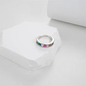 Anillo ajustable Simple de alta calidad, anillos de arcoíris de circonita de cobre de Color dorado a la moda, joyería fina para fiesta y boda