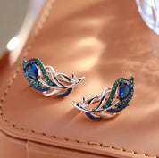 Pendientes Kinel de gota de circón Natural azul intenso para mujer 585 chapado en oro rosa y negro hoja de cristal Vintage joyería fina diaria