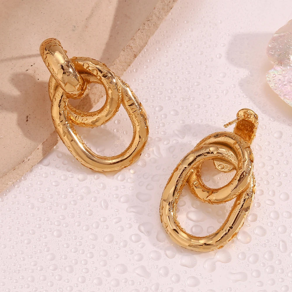 E.B.belle-pendientes geométricos pequeños en forma de C para mujer, aretes minimalistas de acero inoxidable, punto dos en forma de O