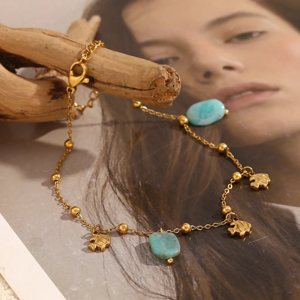 Pulsera de tobillo con pez de amazonita