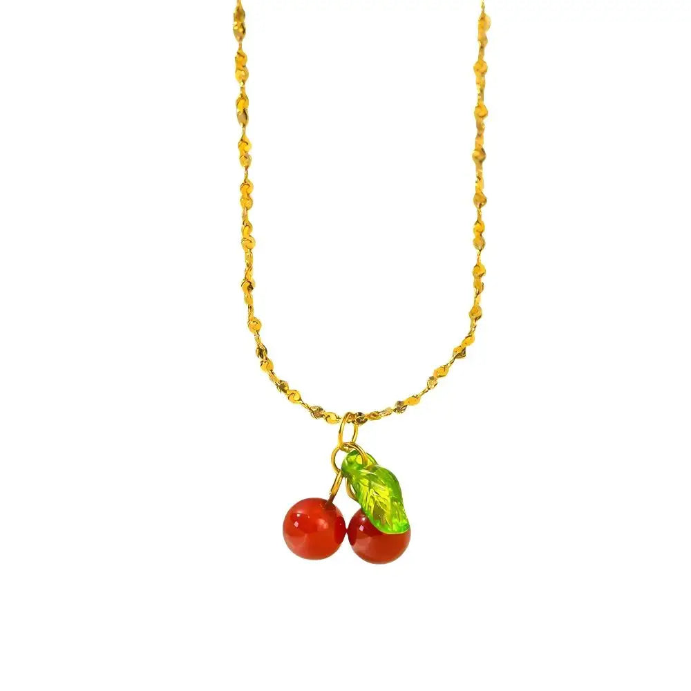 Pendientes minimalistas de cereza de acero inoxidable para mujer, joyería acrílica de fruta bonita, regalo del Día de San Valentín