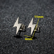 1 par de pendientes de perno relámpago de acero inoxidable, pendientes Punk de trueno para hombres y mujeres, joyería diaria