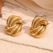 E.B.belle-pendientes giratorios con forma ovalada, aretes de acero inoxidable de estilo minimalista, joyería para mujeres y niñas elegantes