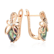 Pendientes Kinel de diseño único con circonita Natural colorida en inglés para mujer, Color oro rosa 585, joyería bonita y fina para uso diario de alta calidad