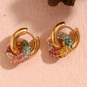 E.B.belle-pendientes de aro de diamantes de imitación para mujer, joyería femenina de acero inoxidable 316L, chapado en oro de 18K, de lujo, colorido, para fiesta, 2024