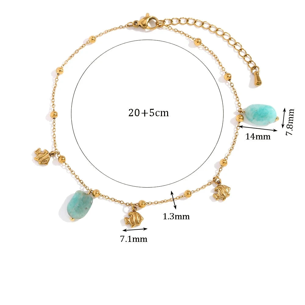 Pulsera de tobillo con pez de amazonita