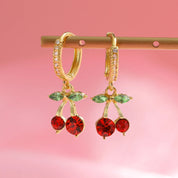 Pendientes de mujer de cereza roja delicados de Metal bonitos dulces para joyería para fiesta de boda regalo de cumpleaños para novia regalo del Día de San Valentín