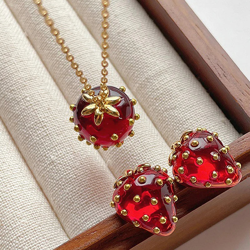 Pendientes tridimensionales de fresa con personalidad a la moda para mujer, pendientes de fiesta para niñas con diseño de tendencia dulce 2024, joyería