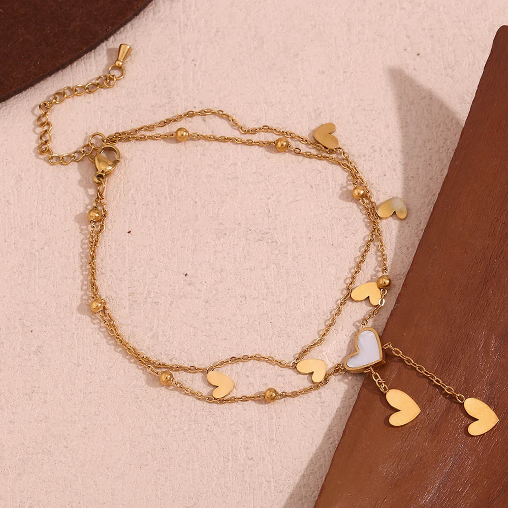 Tobillera con corazón chapado