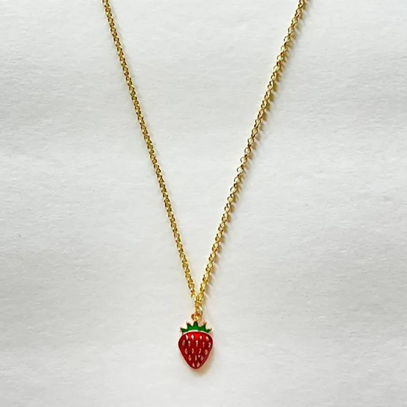 Conjunto de pendientes y collar de joyería de fresa, joyería independiente y2k