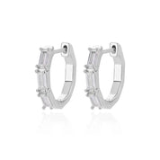 Pendientes rectangulares de circón para mujer, aretes de aro de acero inoxidable de Color dorado, joyería moderna de lujo para parejas de bodas 2024