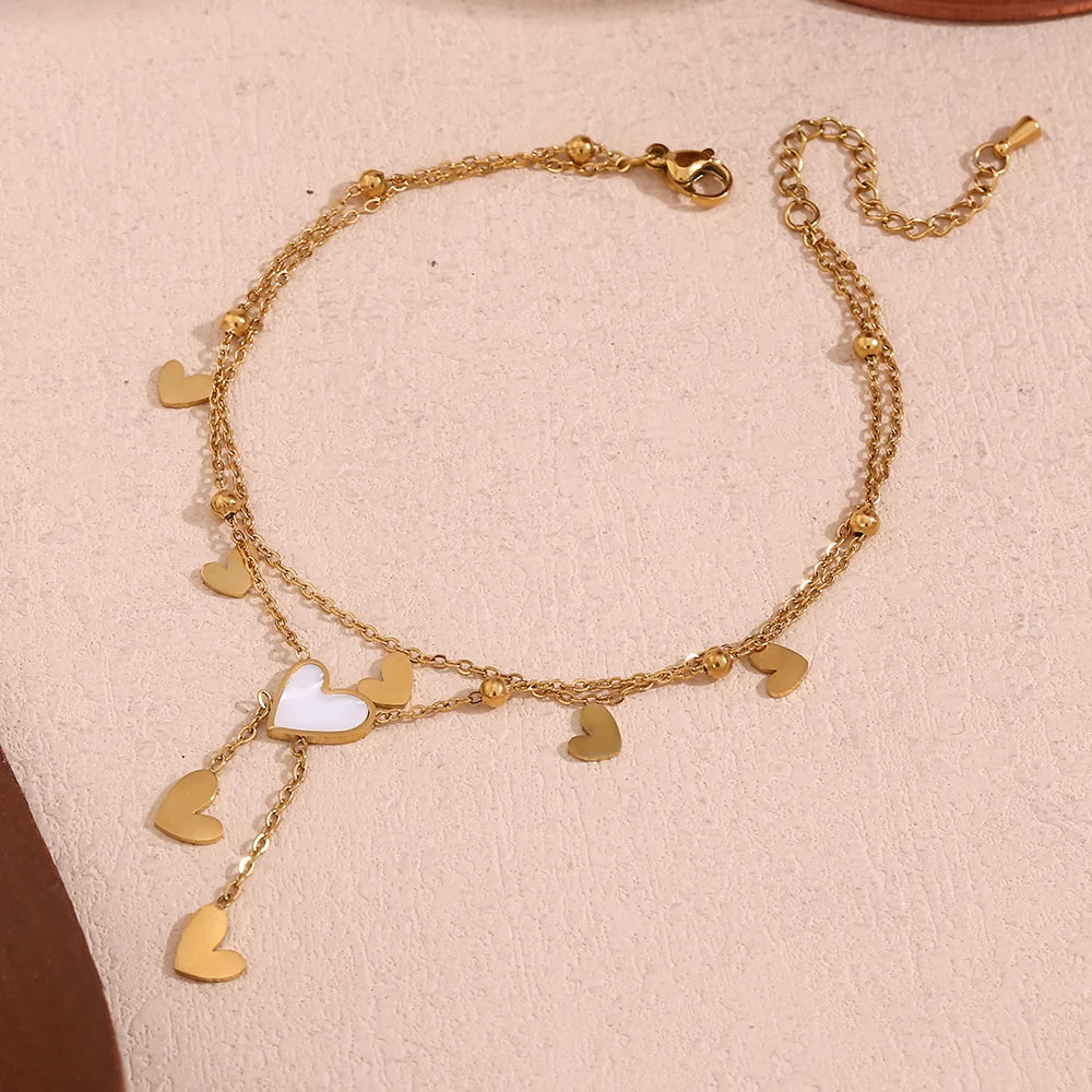 Tobillera con corazón chapado
