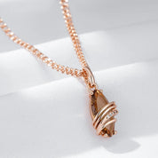Kinel-collar con colgante de circón Natural marrón para mujer, moda novedosa, geometría única, Color oro rosa 585, joyería diaria de alta calidad