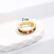 Anillo ajustable Simple de alta calidad, anillos de arcoíris de circonita de cobre de Color dorado a la moda, joyería fina para fiesta y boda