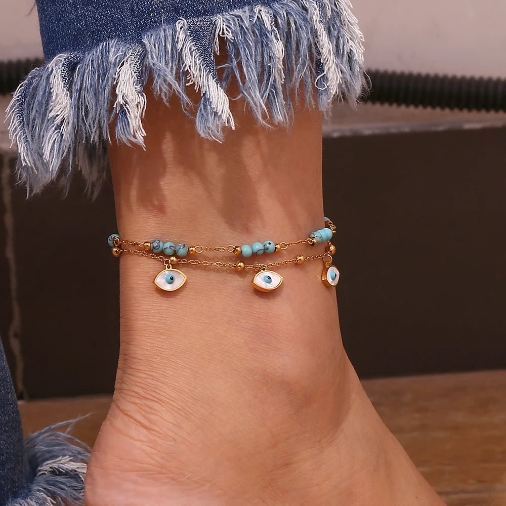 Pulsera de tobillo con ojo malvado