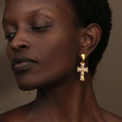 E.B.belle-pendientes cruzados de perlas de colores Vintage, acero inoxidable chapado en oro de 18 quilates, joyería de calidad elegante para mujer, venta al por mayor